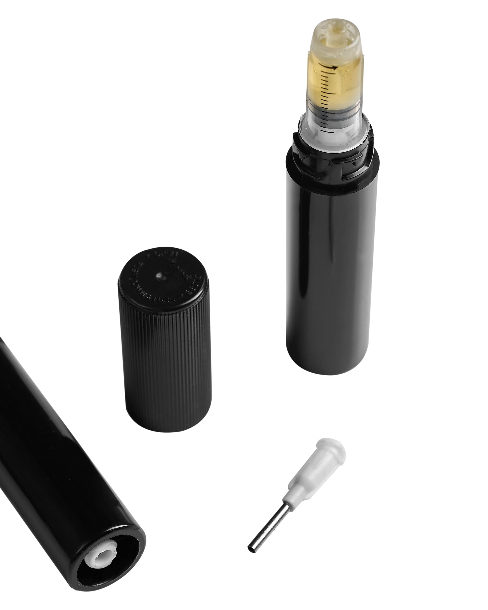 Child Resistant & Luer Lock | DymaPak Twistspenser Black Plastic Dab Applicator Syringes | 1mL - 0.33mL Increments - 4