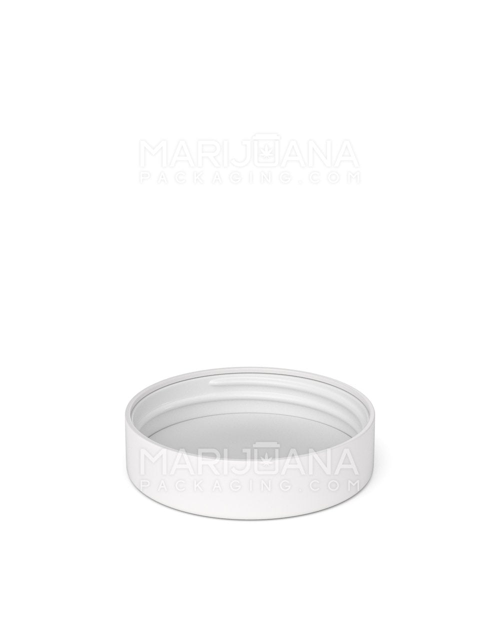 Child Resistant Smooth Flat Push Down & Turn Plastic Caps w/ Text & Foam Liner | 48mm - Matte White | Sample - 4