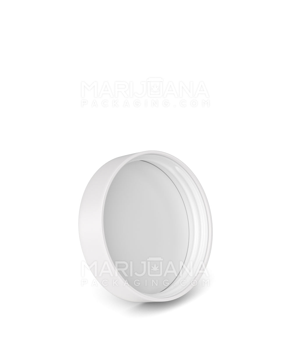 Child Resistant | Smooth Flat Push Down & Turn Plastic Caps w/ Text & Foam Liner | 48mm - Matte White - 120 Count - 2