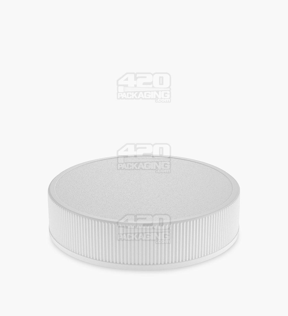 Ribbed Screw Top Plastic Caps w/ Foam Liner | 80mm - Semi Gloss White - 24 Count