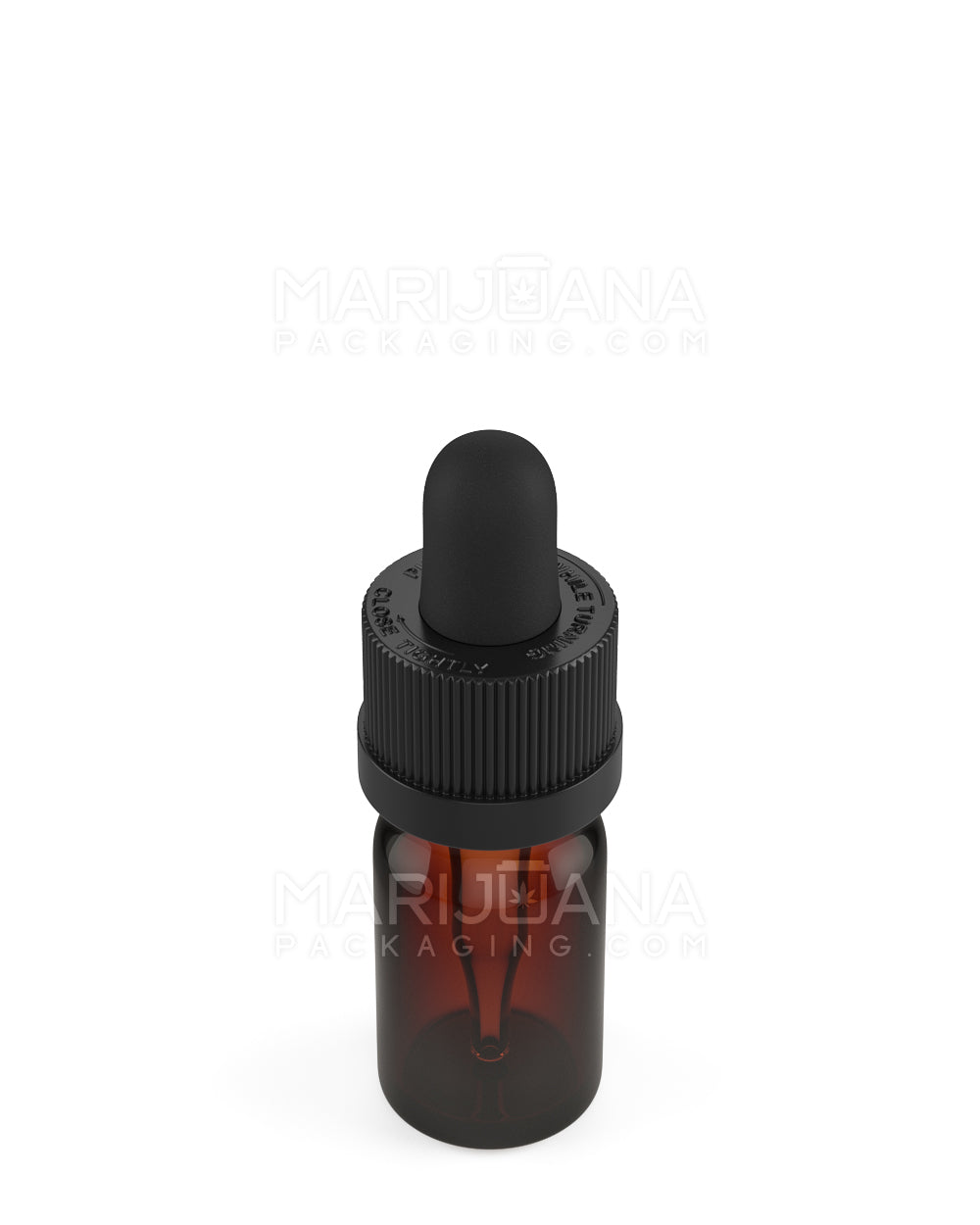 Child Resistant | Glass Tincture Bottles w/ Black Ribbed Dropper Cap | 5mL - Amber - 120 Count - 4