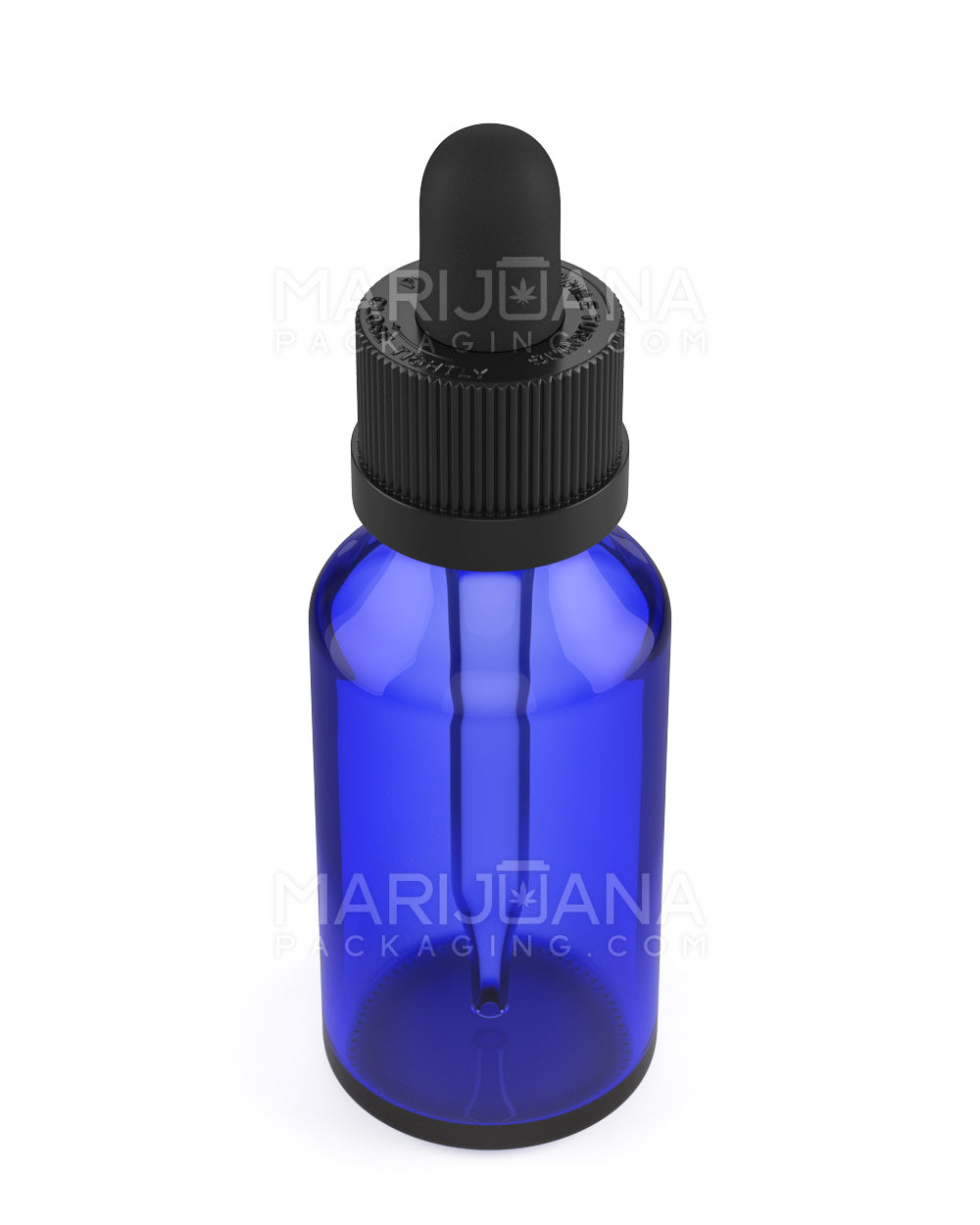Child Resistant | Glass Tincture Bottles w/ Black Ribbed Dropper Cap | 30mL - Blue - 120 Count - 4