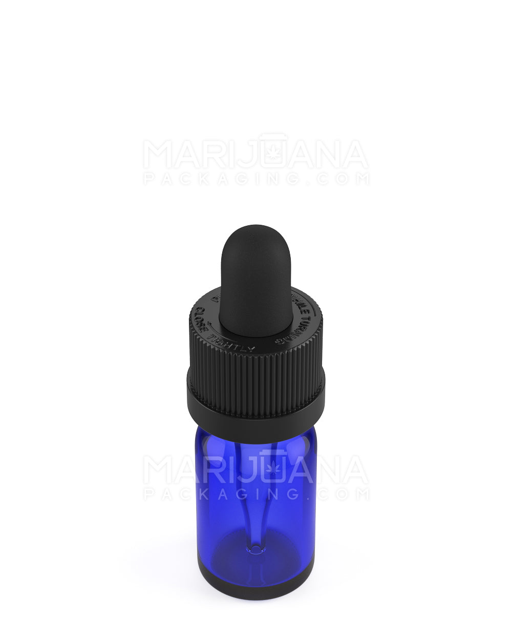 Child Resistant | Glass Tincture Bottles w/ Black Ribbed Dropper Cap | 5mL - Blue - 120 Count - 4