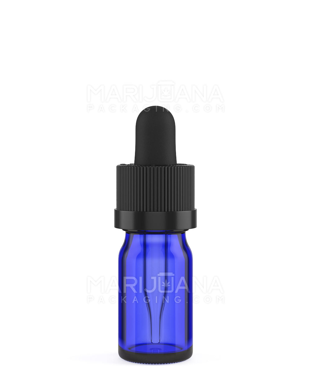 Child Resistant | Glass Tincture Bottles w/ Black Ribbed Dropper Cap | 5mL - Blue - 120 Count - 2