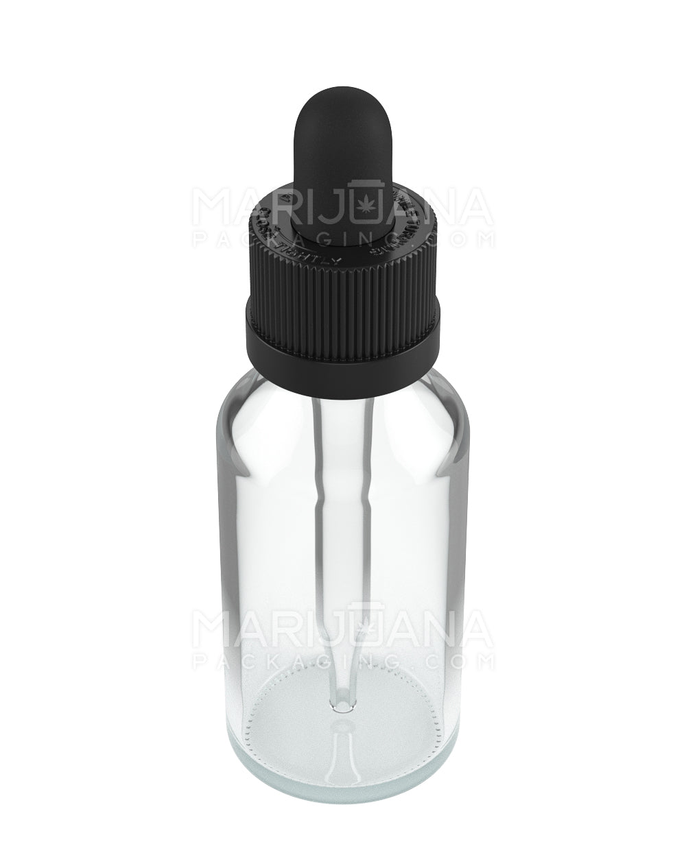 Child Resistant | Glass Tincture Bottles w/ Black Ribbed Dropper Cap | 30mL - Clear - 120 Count - 4