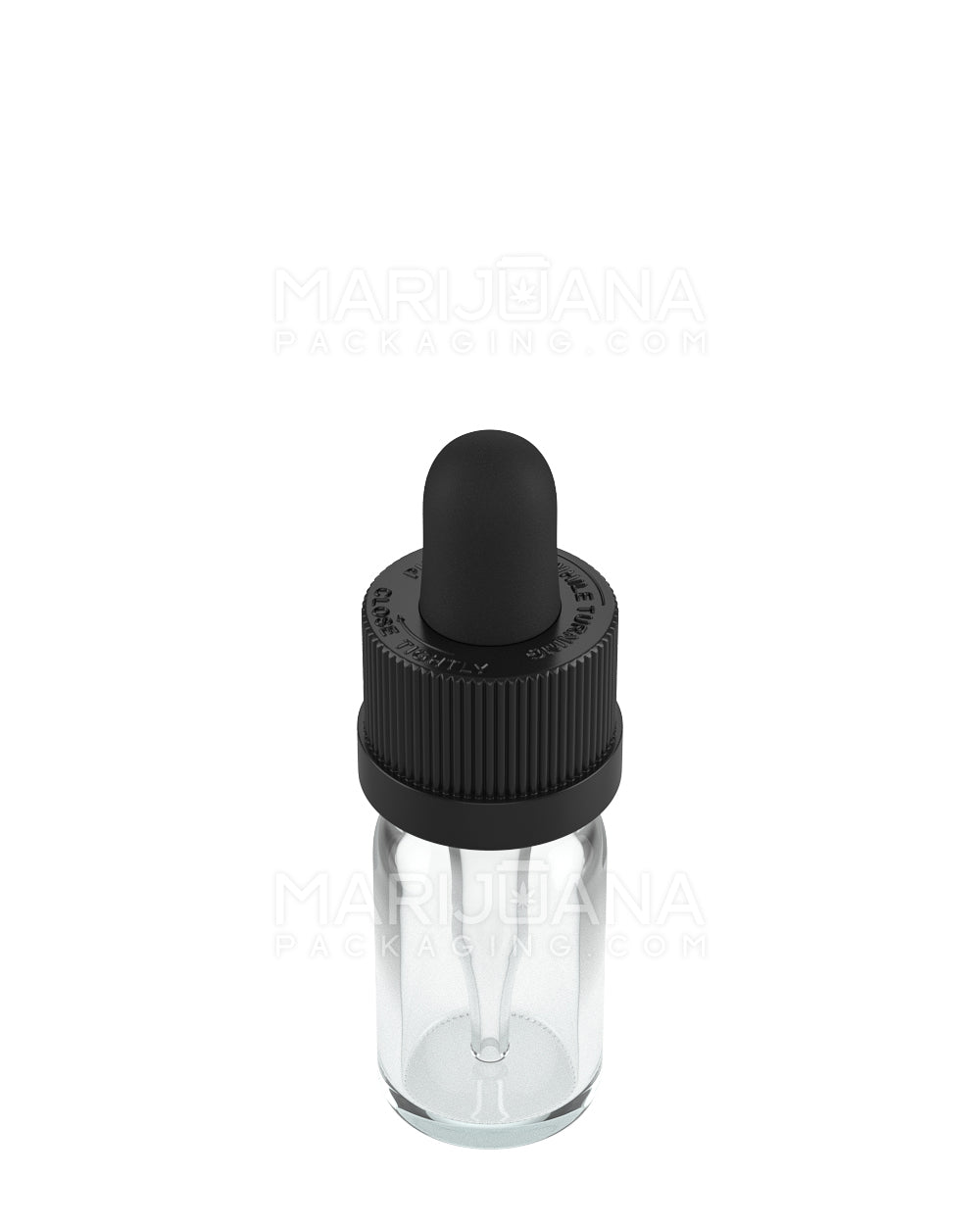 Child Resistant | Glass Tincture Bottles w/ Black Ribbed Dropper Cap | 5mL - Clear - 120 Count - 4