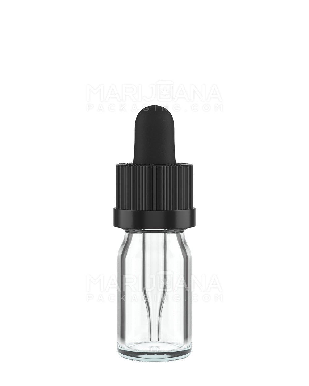 Child Resistant | Glass Tincture Bottles w/ Black Ribbed Dropper Cap | 5mL - Clear - 120 Count - 2