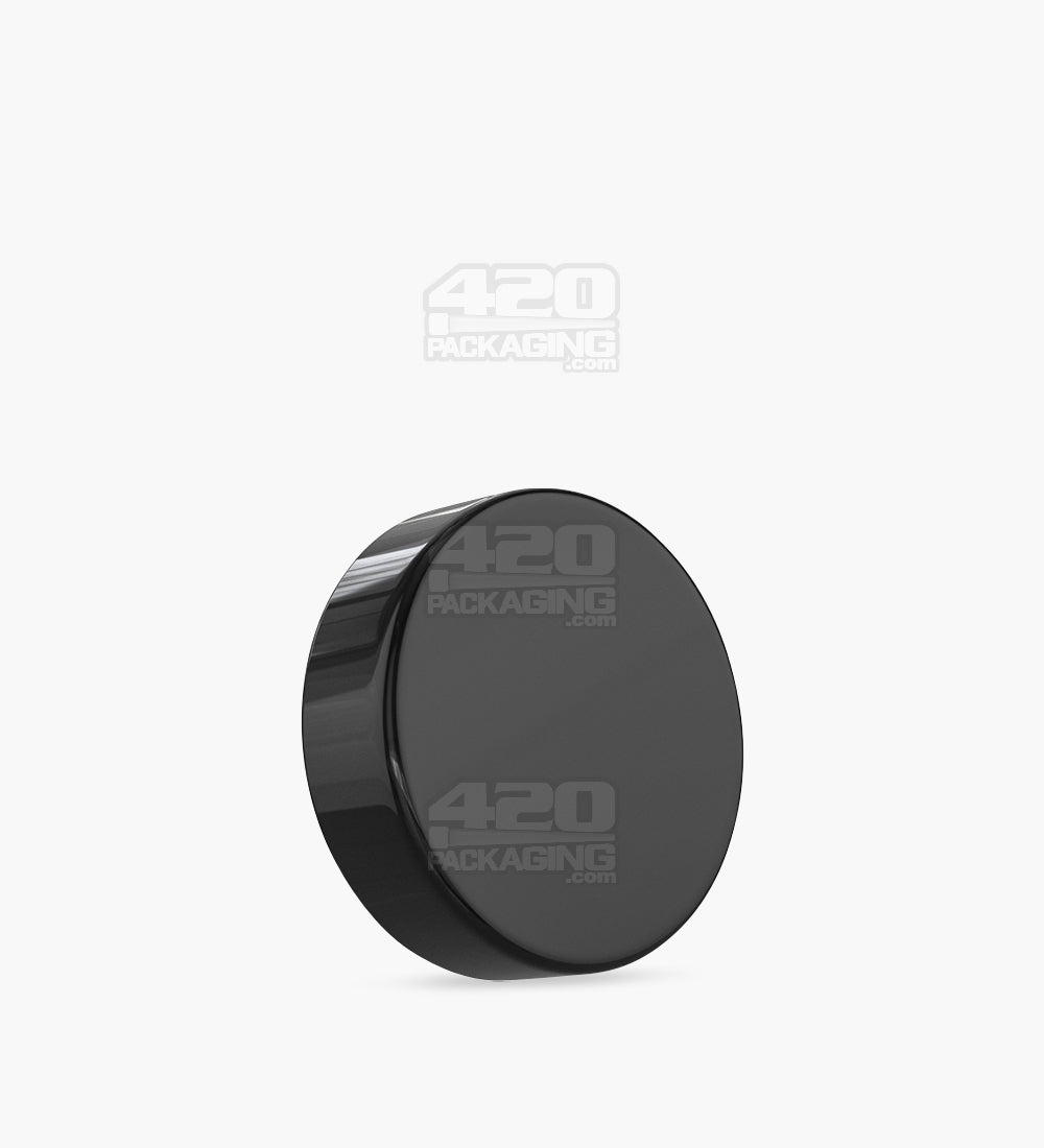 Child Resistant | Smooth Push Down & Turn Plastic Caps w/ Foam Liner | 50mm - Glossy Black - 100 Count