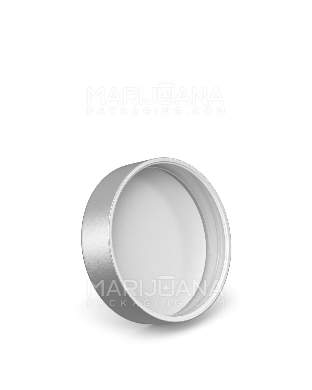 Child Resistant | Smooth Flat Push Down & Turn Plastic Caps w/ Foam Liner | 50mm - Matte Silver - 100 Count - 2