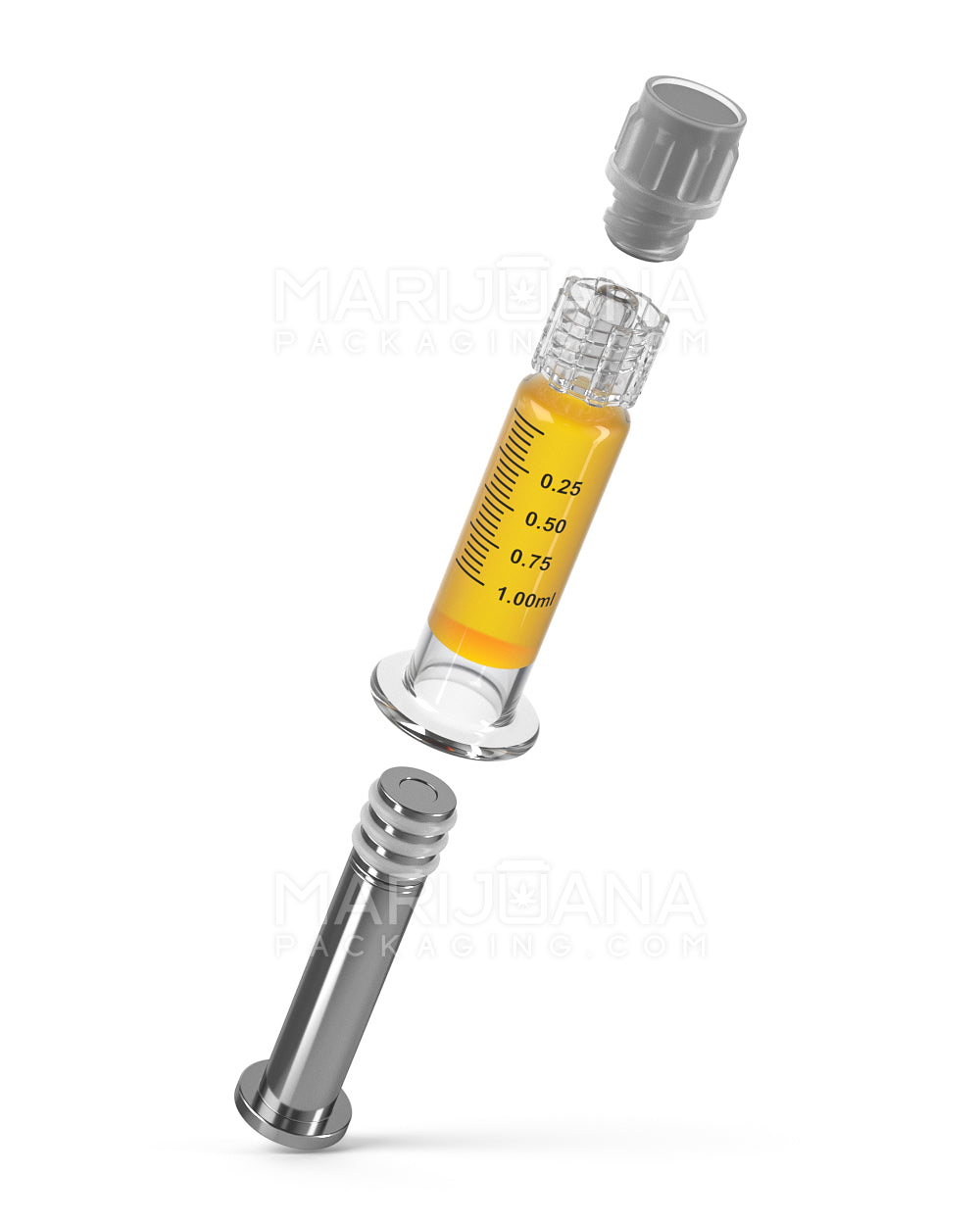 Luer Lock | Glass Dab Applicator Syringes w/ Metal Plunger | 1mL - 0.25mL Increments - 100 Count - 7