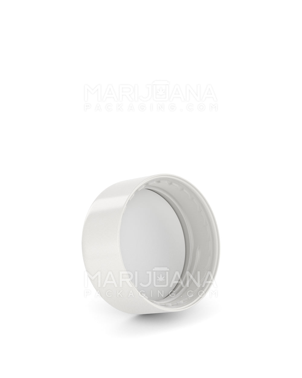 Child Resistant | Smooth Flat Push Down & Turn Plastic Caps w/ Foam Liner | 29mm - Glossy White - 300 Count - 2
