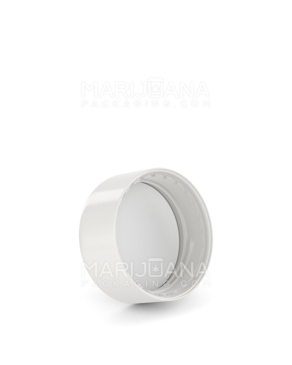 Child Resistant Smooth Flat Push Down & Turn Plastic Caps w/ Foam Liner | 29mm - Glossy White | Sample - 2