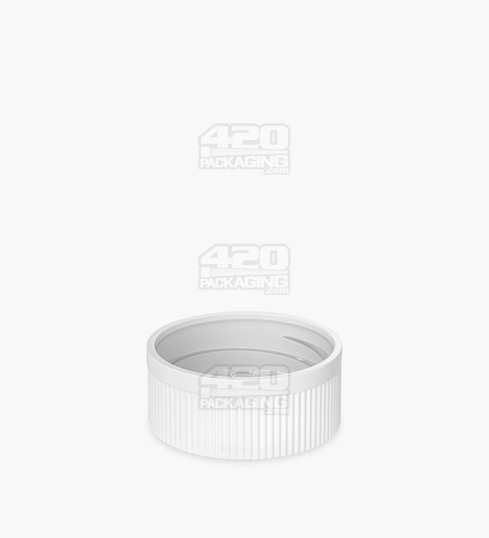 Child Resistant | Ribbed Push Down & Turn Plastic Caps | 33mm - Semi Gloss White - 252 Count