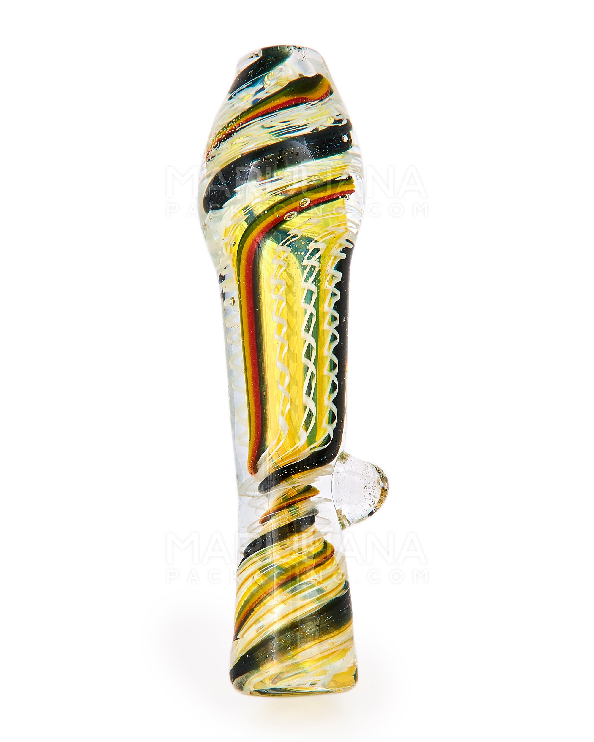 Dichro & Gold Fumed Chillum Hand Pipe w/ Ribboning & Stripes | 3in Long - Glass - Assorted - 1