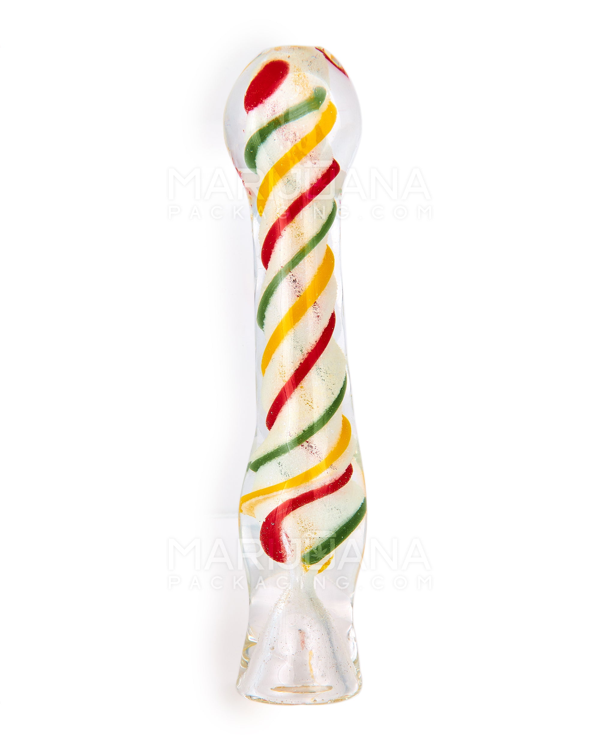 Glow-in-the-Dark | Spiral Chillum Hand Pipe | 3.5in Long - Glass - Assorted - 7
