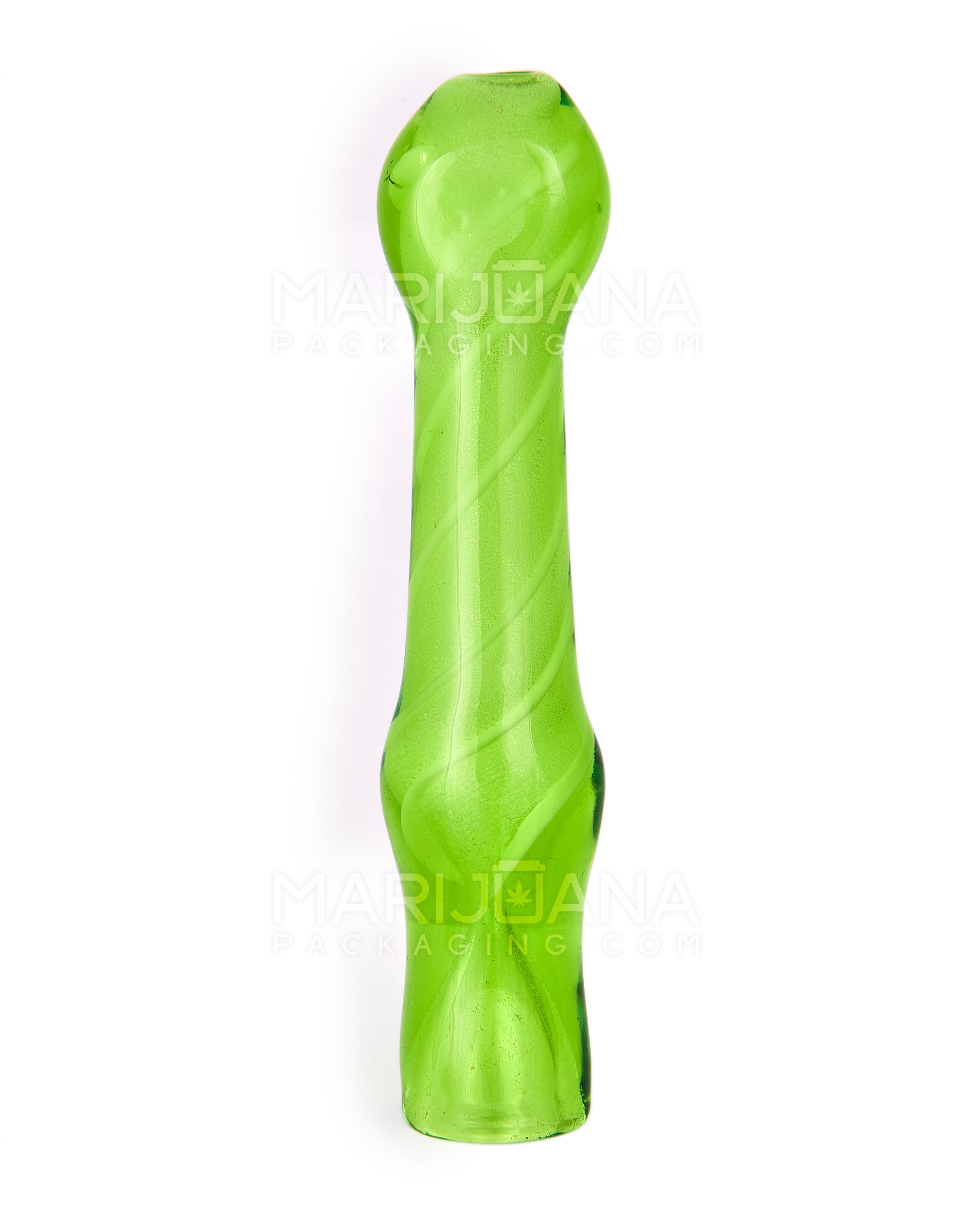 Glow-in-the-Dark | Spiral Chillum Hand Pipe | 3.5in Long - Glass - Assorted - 8