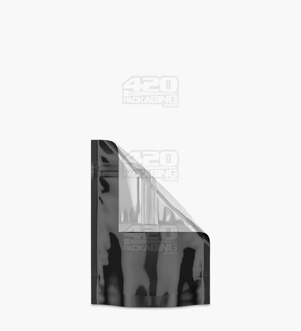 Tamper Evident | Glossy Black Vista PCR Mylar Bags (No Tear Notch) | 3.62in x 5in - 3.5g - 1000 Count