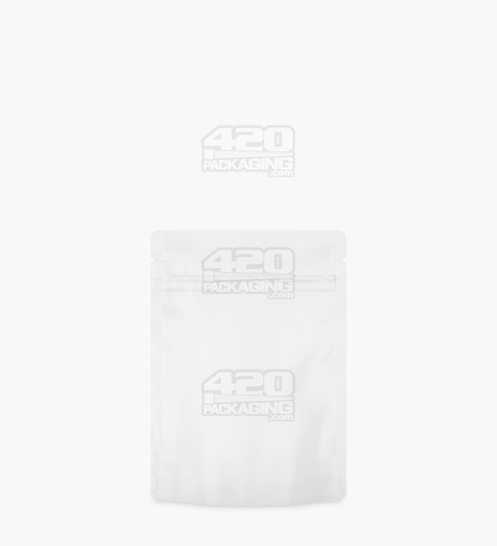 Tamper Evident | Matte White Vista Mylar Bags (Tear Notch) | 3.6in x 5in - 3.5g - 1000 Count
