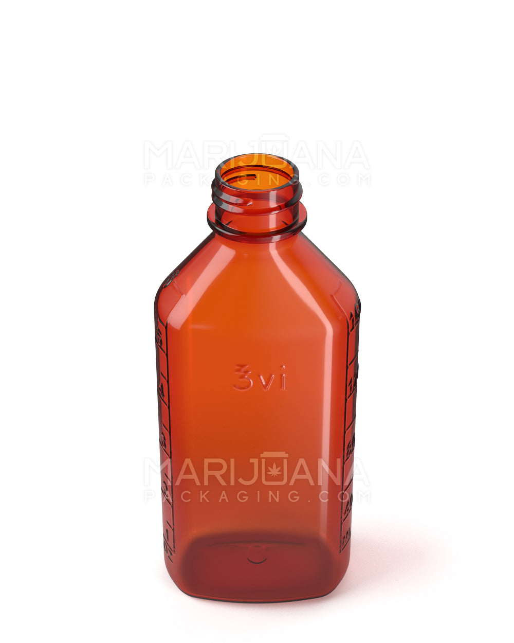 Child Resistant | Push Down & Turn Plastic Syrup Bottles | 6oz - Amber - 100 Count - 9