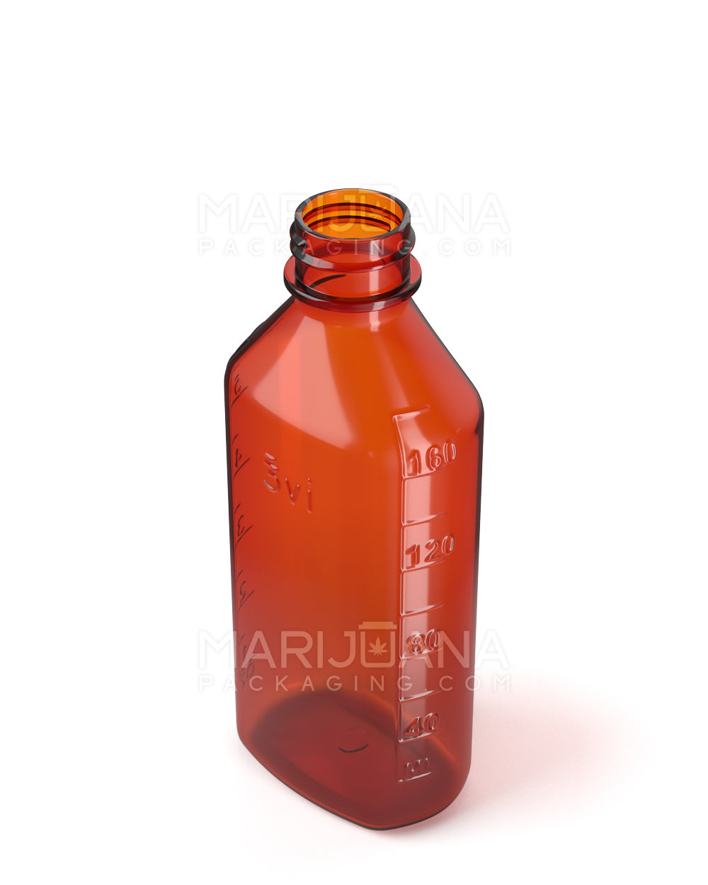 Child Resistant | Push Down & Turn Plastic Syrup Bottles | 6oz - Amber - 100 Count - 8