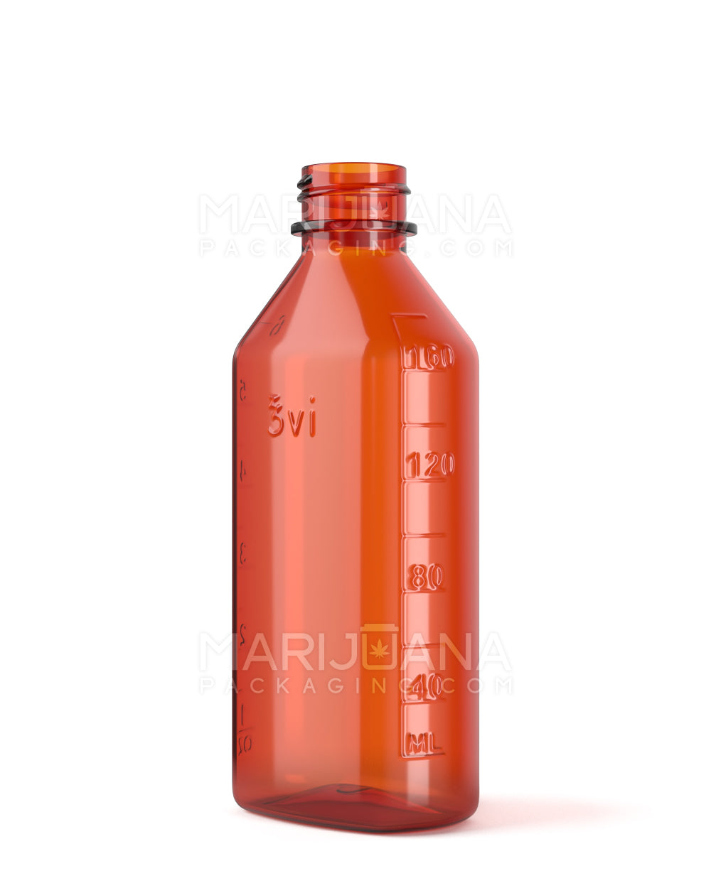Child Resistant | Push Down & Turn Plastic Syrup Bottles | 6oz - Amber - 100 Count - 5