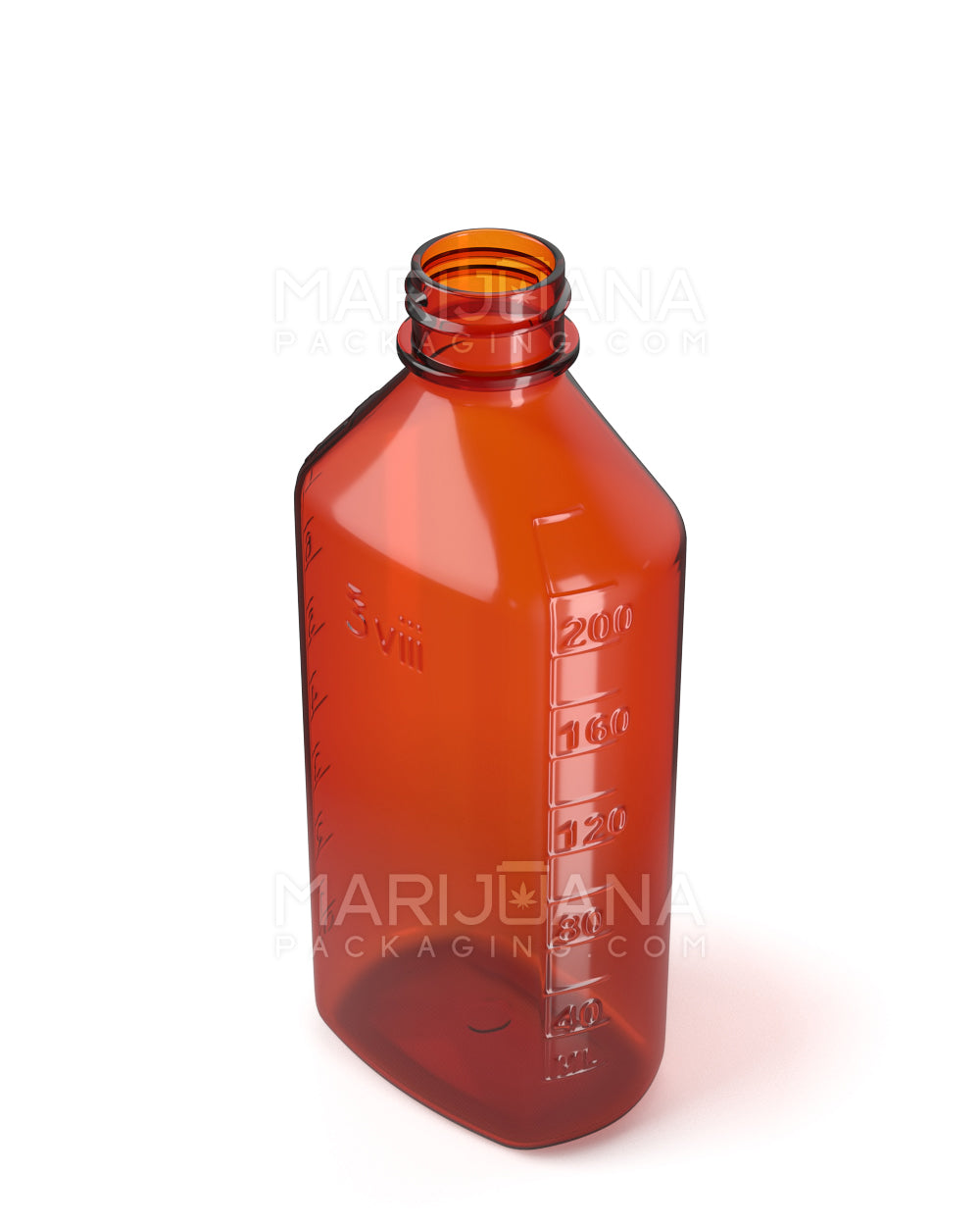 Child Resistant | Push Down & Turn Plastic Syrup Bottles | 8oz - Amber - 100 Count - 8