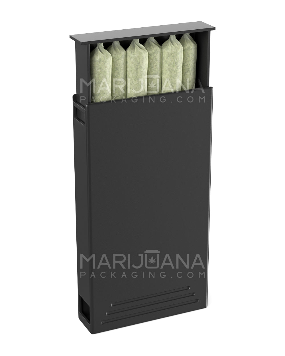 Child Resistant | Press 'N Pull Pre-Roll Joint Case | 115mm x 62mm - Black Plastic - 200 Count - 2