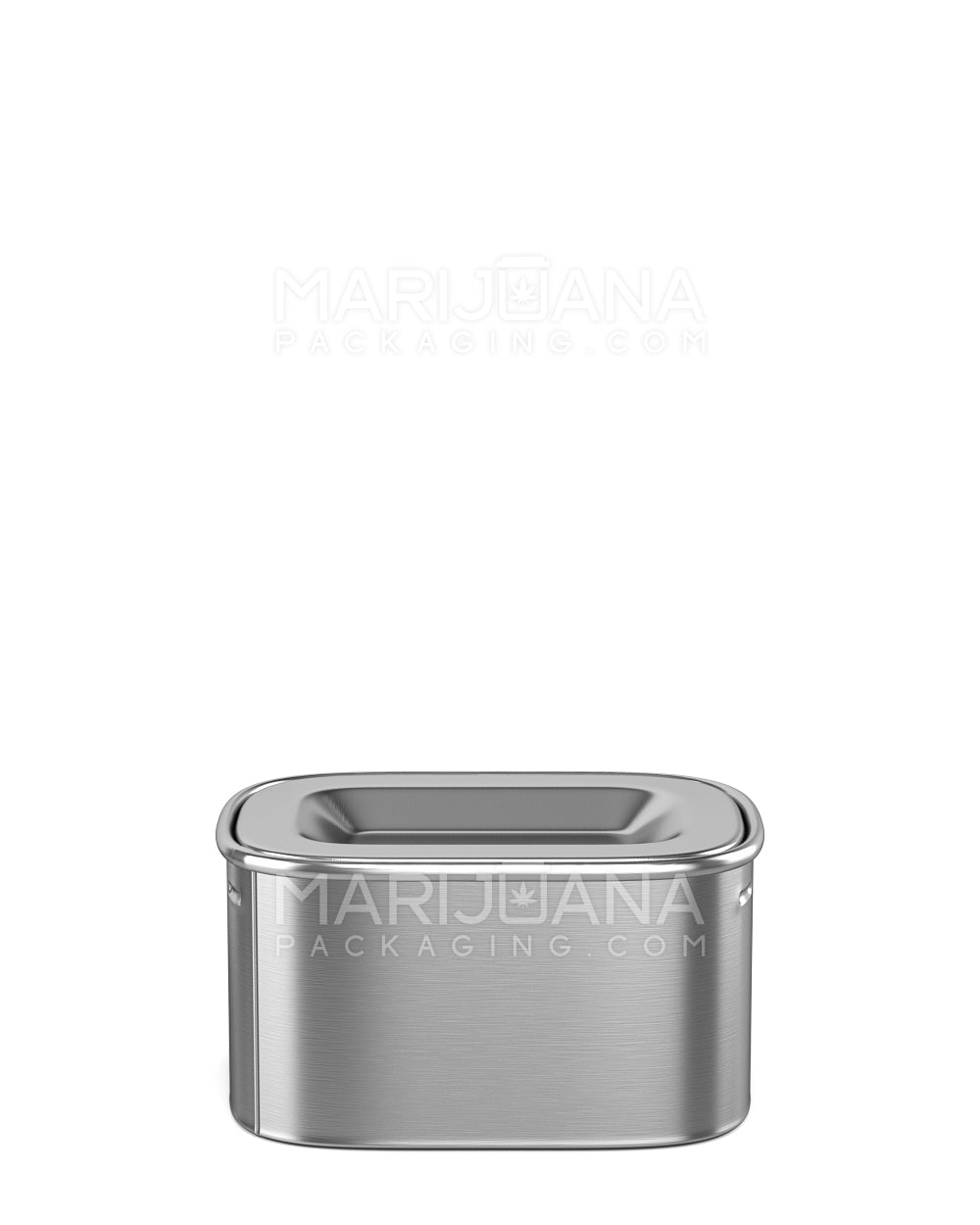 Child Resistant & Sustainable | 100% Recyclable PushTin Small Container | 1oz - Silver Tin - 250 Count - 12
