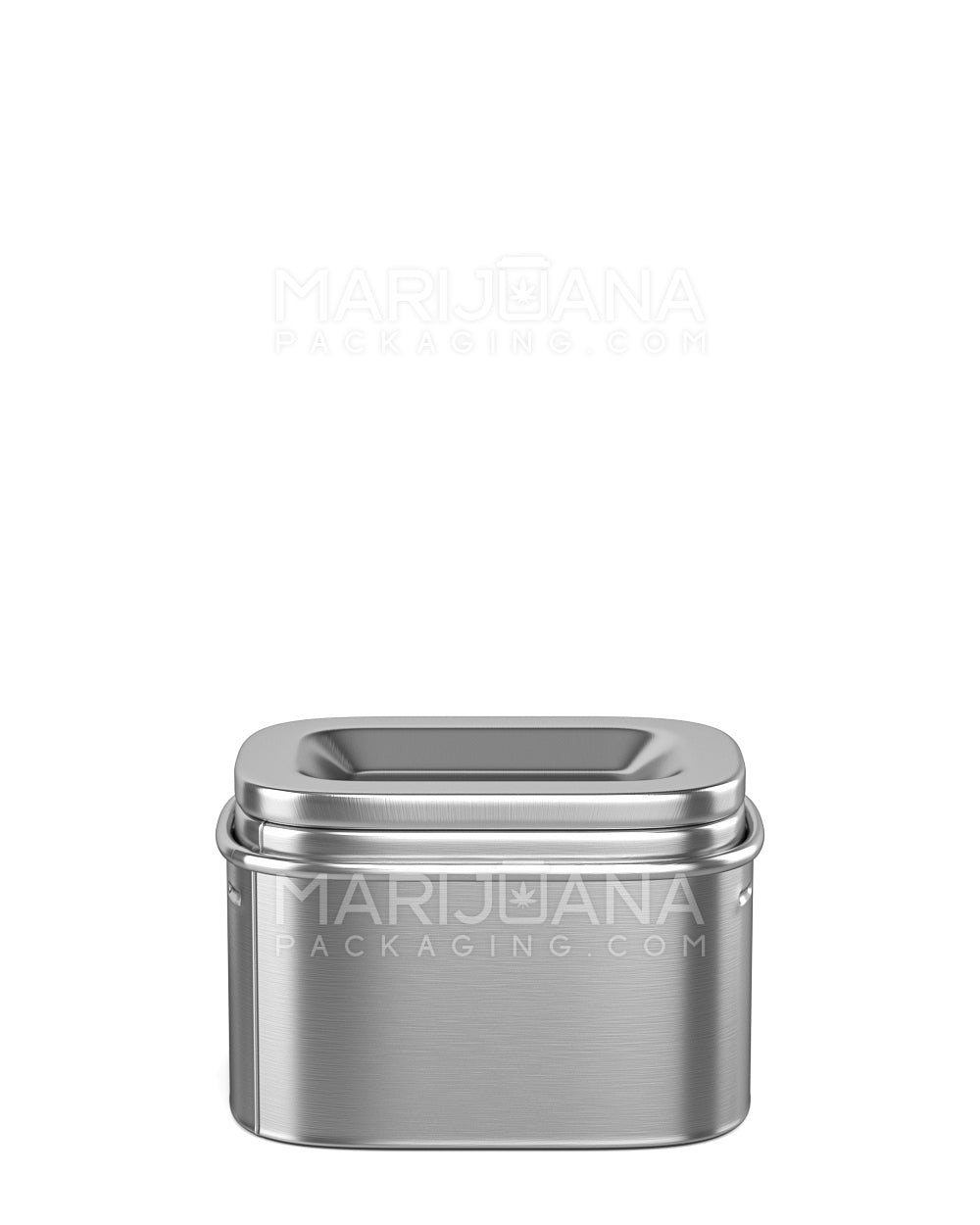 Child Resistant & Sustainable | 100% Recyclable PushTin Small Container | 1oz - Silver Tin - 250 Count - 13