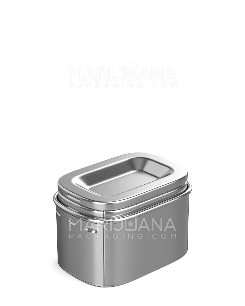Child Resistant & Sustainable | 100% Recyclable PushTin Small Container | 1oz - Silver Tin - 250 Count - 5