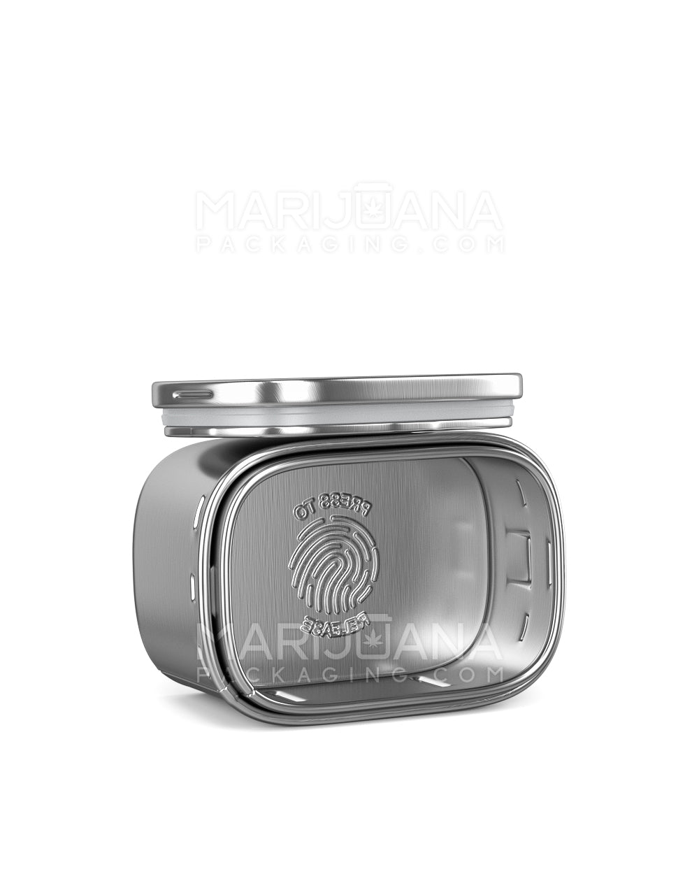Child Resistant & Sustainable | 100% Recyclable PushTin Small Container | 1oz - Silver Tin - 250 Count - 7
