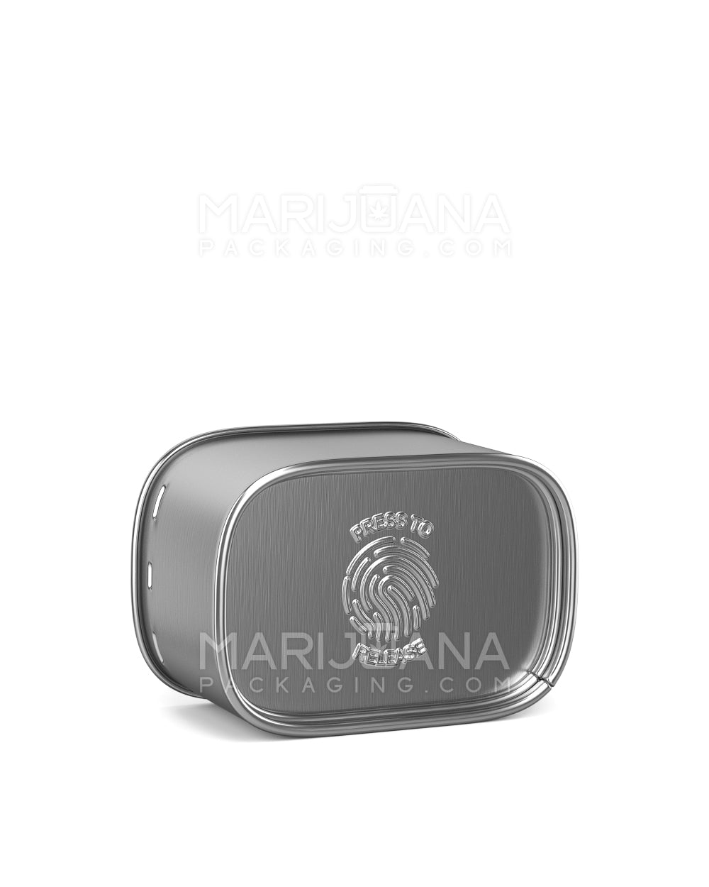 Child Resistant & Sustainable | 100% Recyclable PushTin Small Container | 1oz - Silver Tin - 250 Count - 10