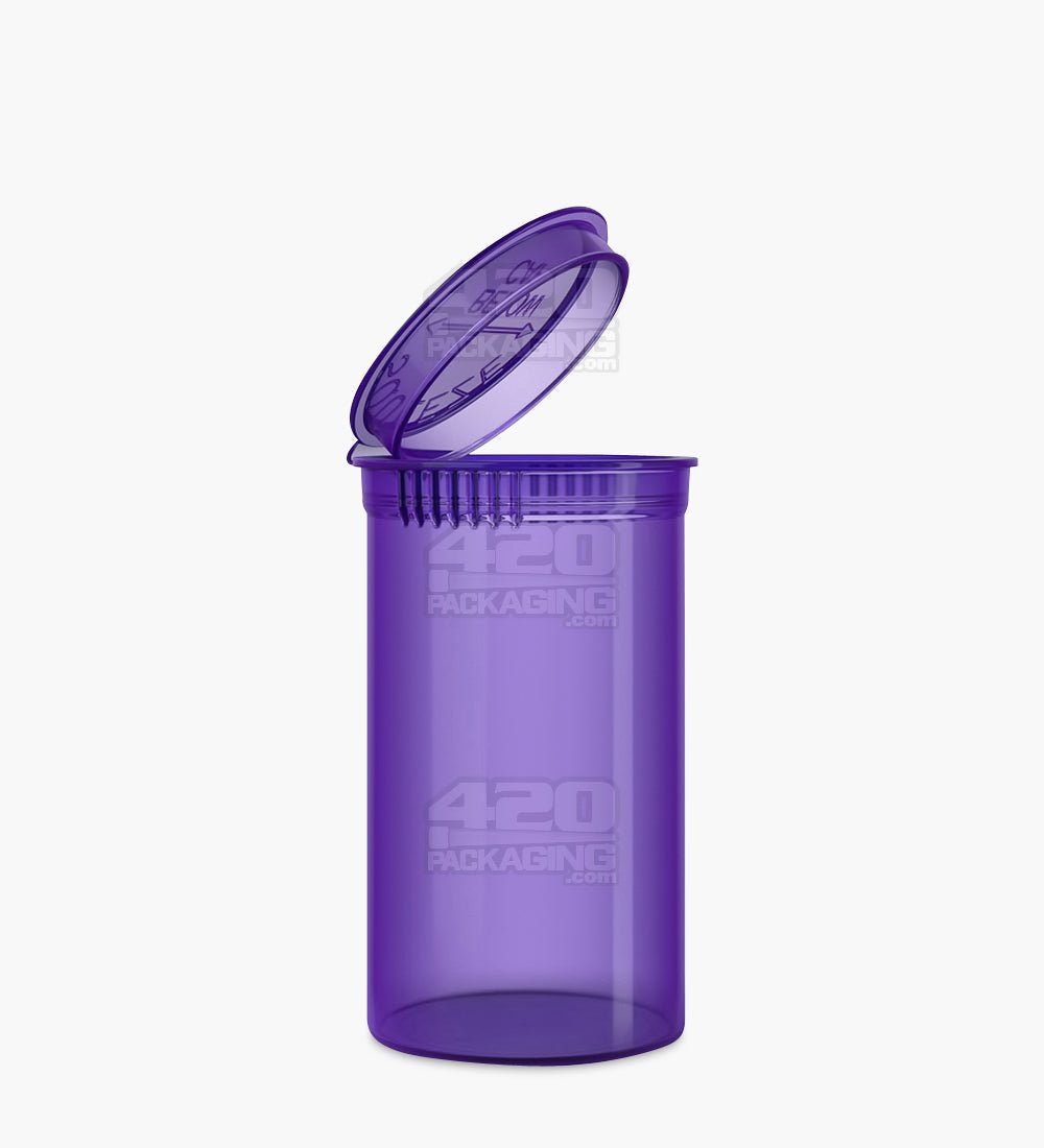 69mm Purple Child Resistant Transparent Pop Top Bottles 225/Box - 1