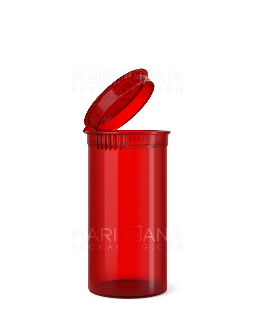 Child Resistant Transparent Red Pop Top Bottles | 13dr - 2g | Sample - 1