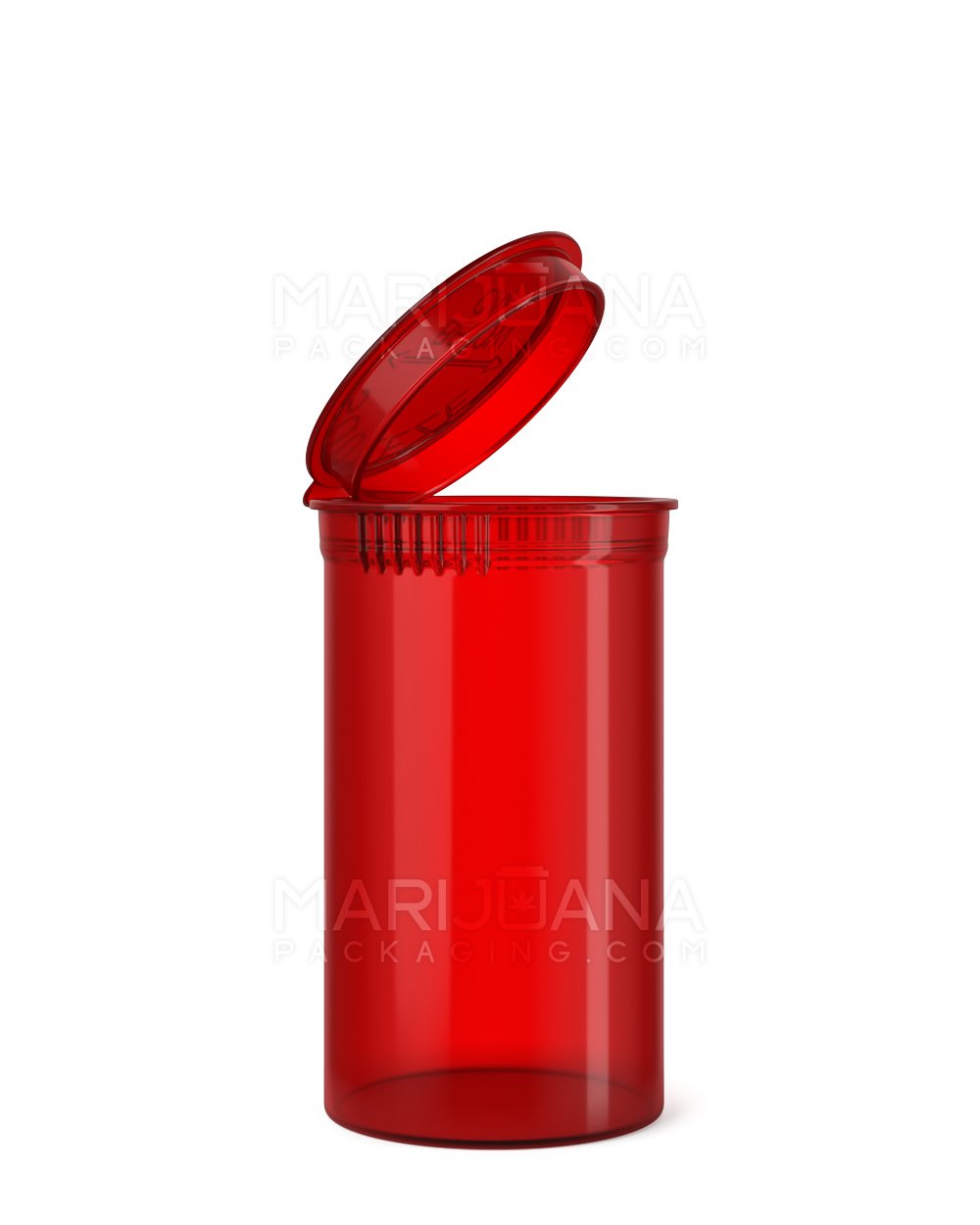 Child Resistant Transparent Red Pop Top Bottles | 19dr - 3.5g | Sample - 1