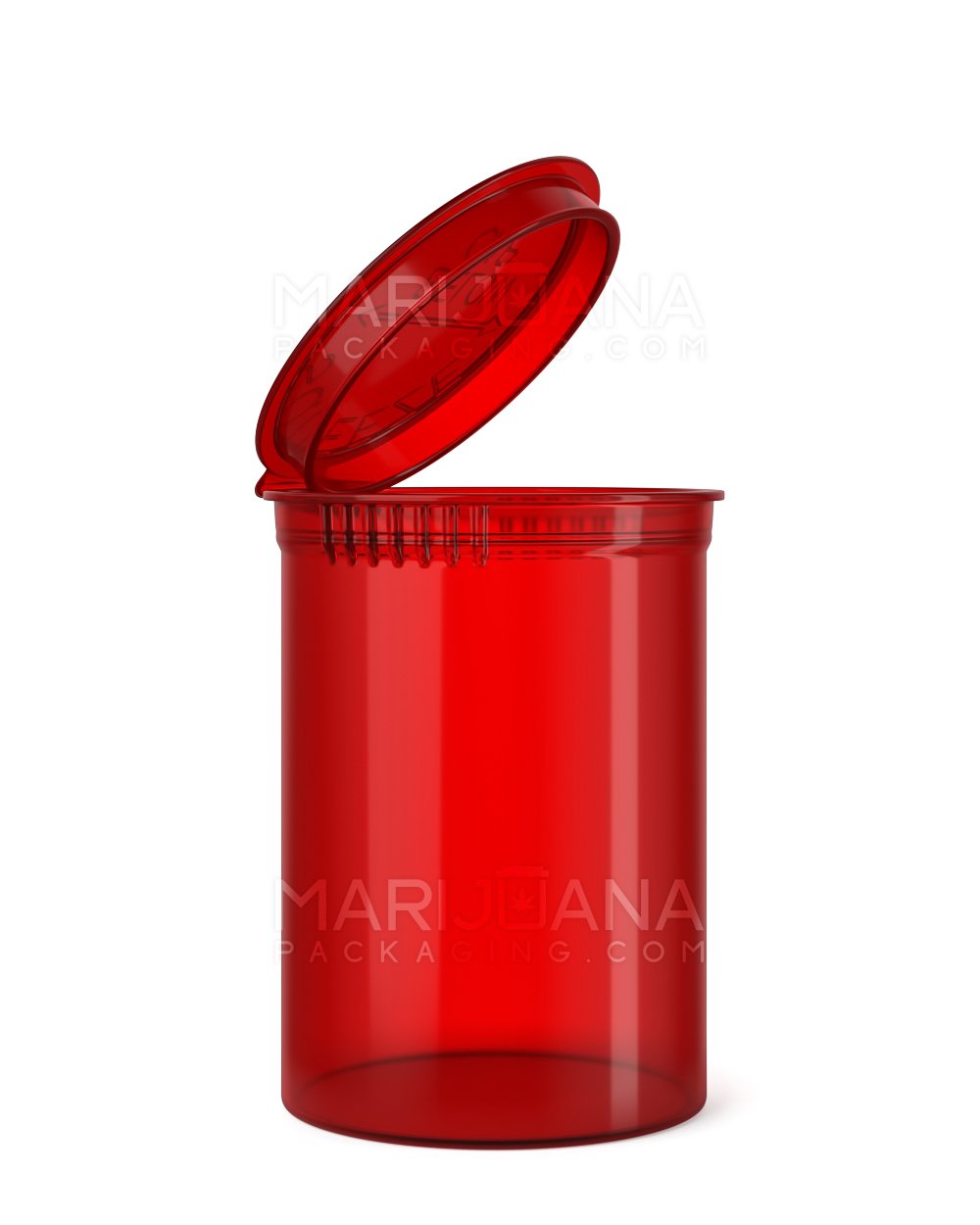 Child Resistant Transparent Red Pop Top Bottles | 30dr - 7g | Sample - 1