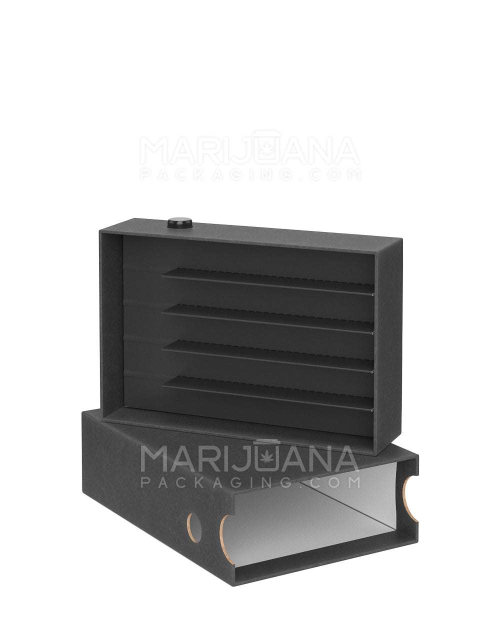 Child Resistant & Sustainable | 100% Recyclable Pre-Roll Joint Case w/ Press Button | 121mm x 82mm - Black Cardboard  - 6
