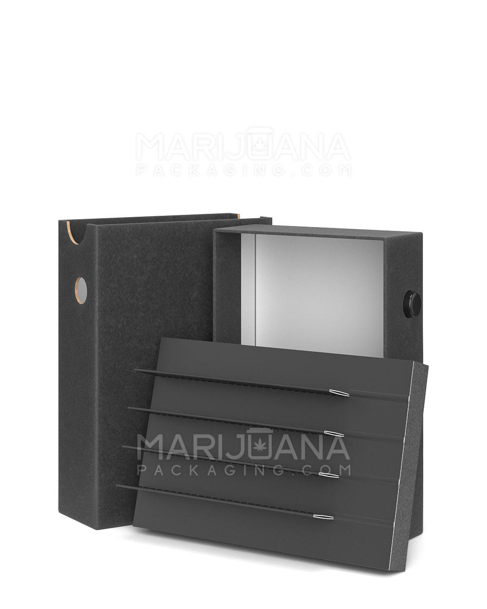 Child Resistant & Sustainable | 100% Recyclable Pre-Roll Joint Case w/ Press Button | 121mm x 82mm - Black Cardboard  - 7