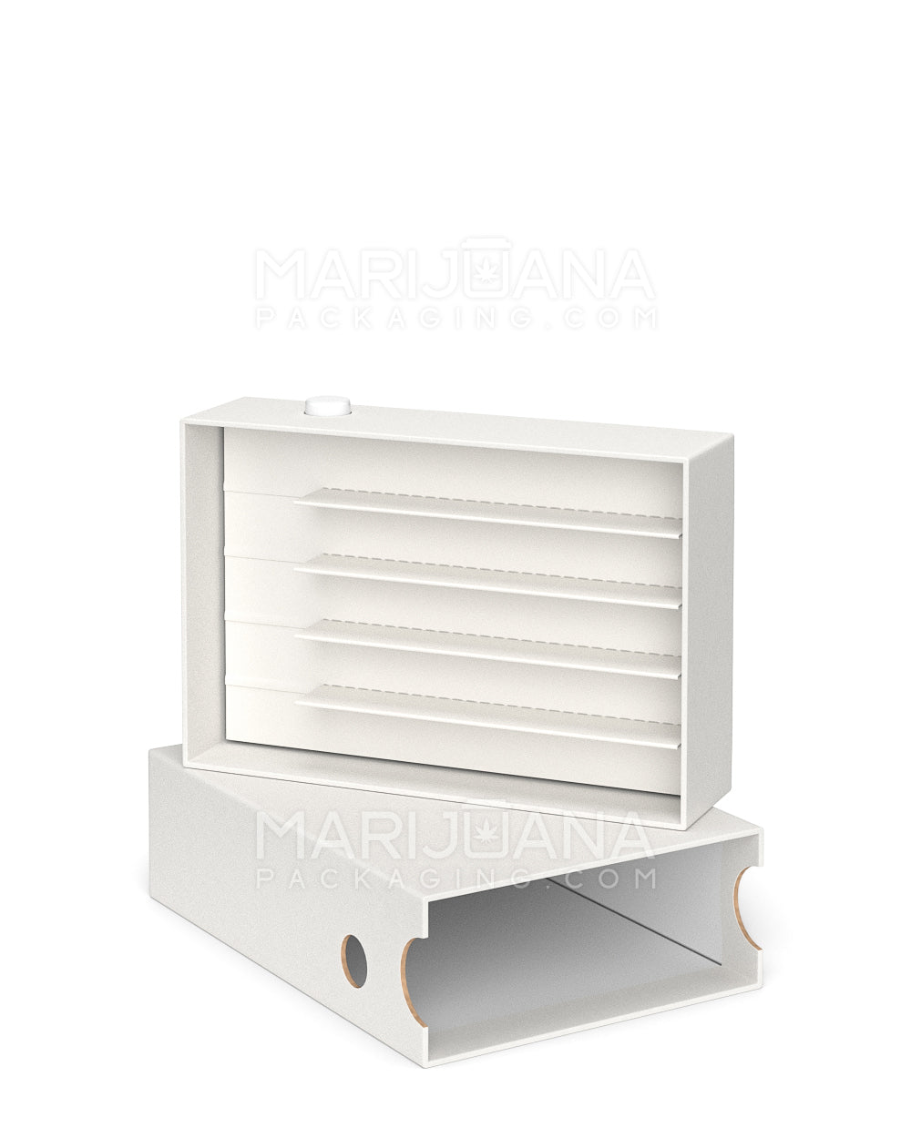 Child Resistant & Sustainable | 100% Recyclable Pre-Roll Joint Case w/ Press Button | 121mm x 82mm - White Cardboard - 6