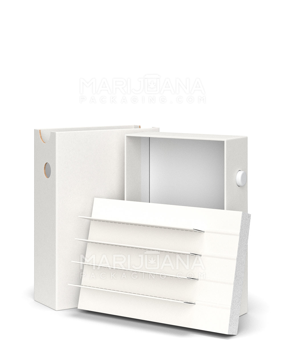 Child Resistant & Sustainable | 100% Recyclable Pre-Roll Joint Case w/ Press Button | 121mm x 82mm - White Cardboard - 7