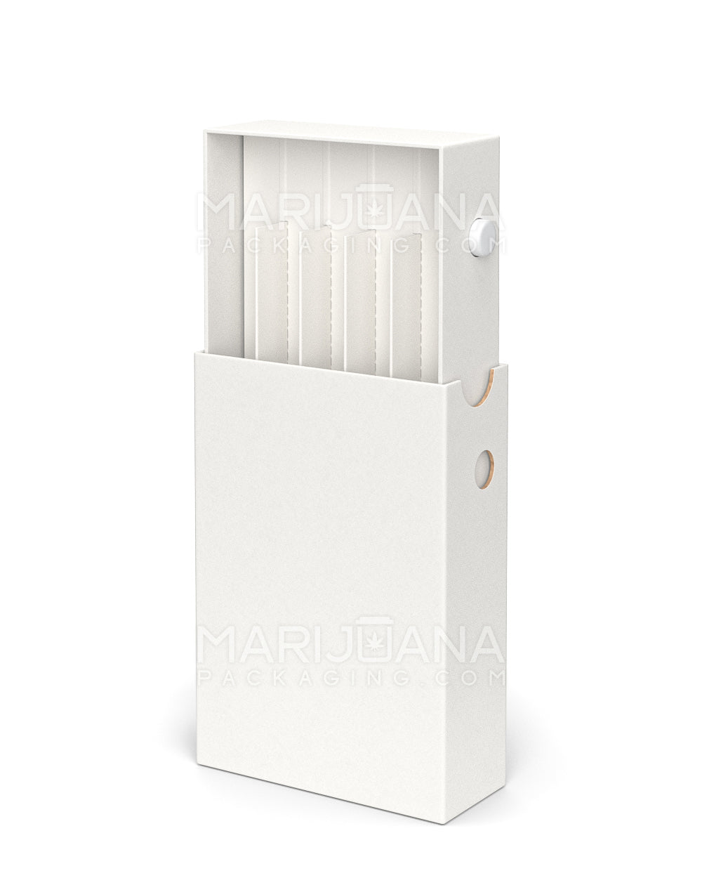 Child Resistant & Sustainable 100% Recyclable Pre-Roll Joint Case w/ Button | 121mm x 82mm - White Cardboard | Sample - 1