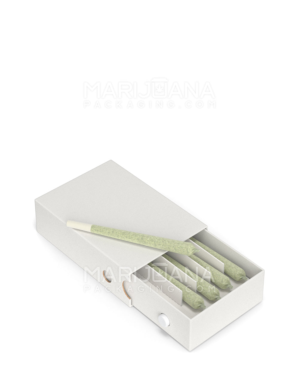 Child Resistant & Sustainable | 100% Recyclable Pre-Roll Joint Case w/ Press Button | 121mm x 82mm - White Cardboard  - 2