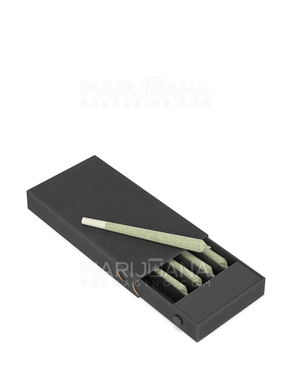 Child Resistant & Sustainable | 100% Recyclable Pre-Roll Slim Joint Case w/ Press Button | 145mm x 77mm - Black Cardboard - 100 Count