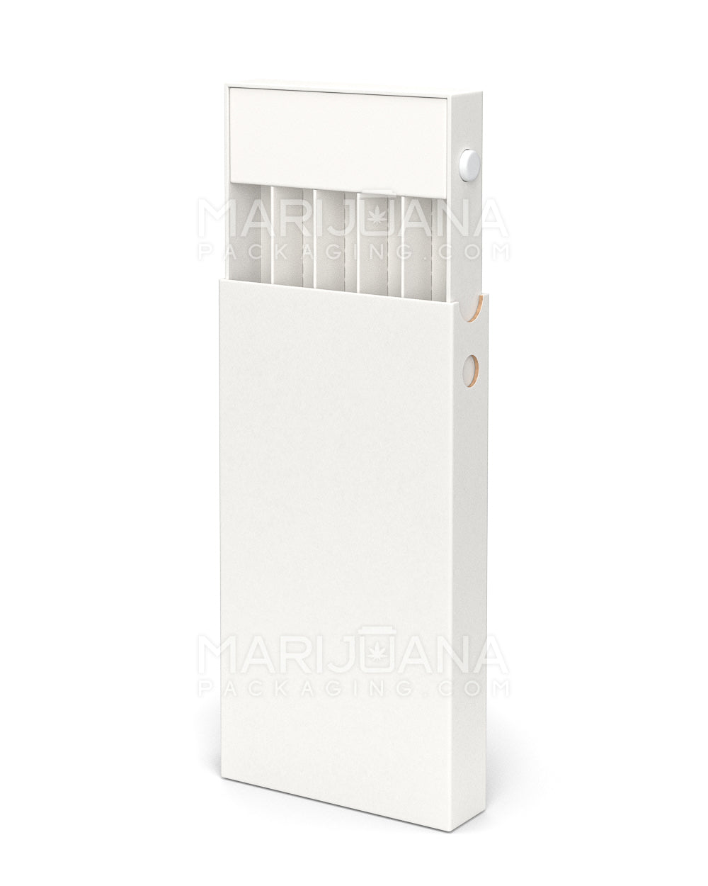 Child Resistant & Sustainable | 100% Recyclable Pre-Roll Slim Joint Case w/ Press Button | 145mm x 77mm - White Cardboard - 100 Count - 1