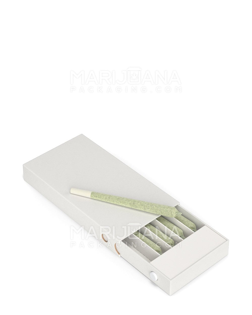 Child Resistant & Sustainable | 100% Recyclable Pre-Roll Slim Joint Case w/ Press Button | 145mm x 77mm - White Cardboard - 100 Count - 2