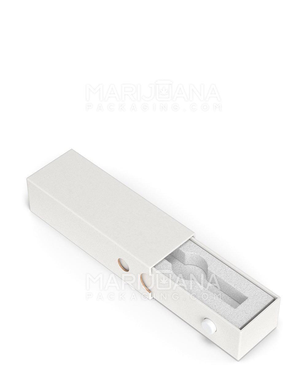 Child Resistant & Sustainable Recyclable Cardboard Vape Cartridge Box w/ Button & Foam Insert | 100mm - White | Sample - 3