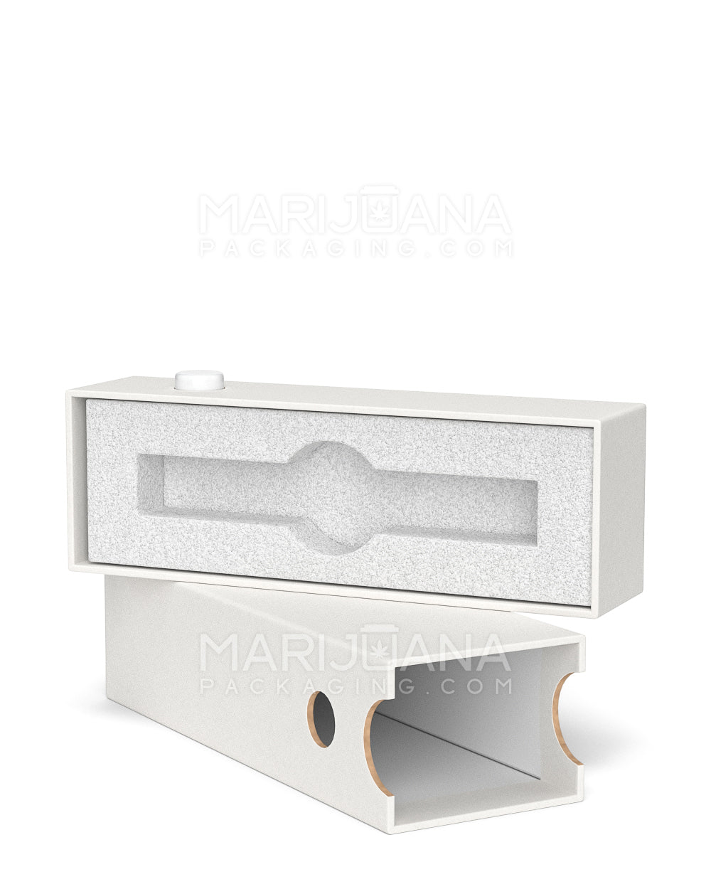 Child Resistant & Sustainable | 100% Recyclable Cardboard Vape Cartridge Box w/ Button & Foam Insert | 100mm - White  - 6