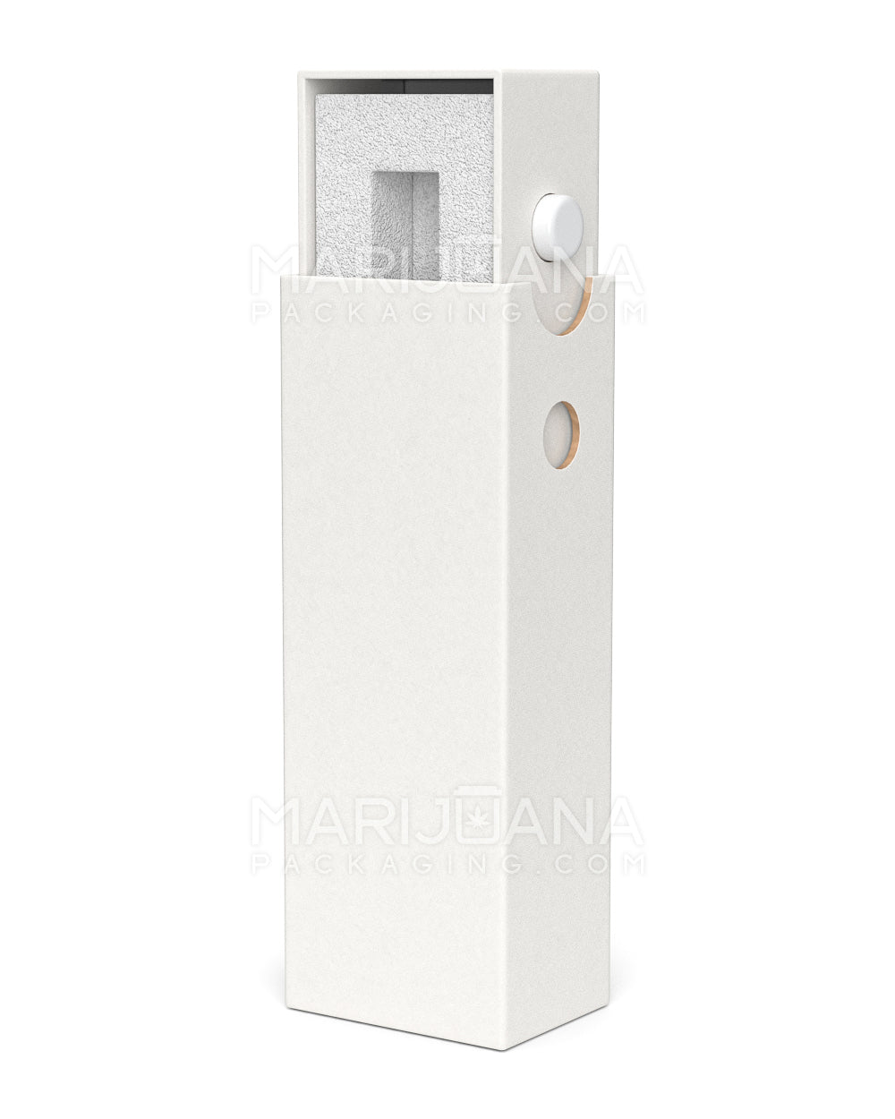 Child Resistant & Sustainable | 100% Recyclable Cardboard Vape Cartridge Box w/ Button & Foam Insert | 100mm - White  - 1