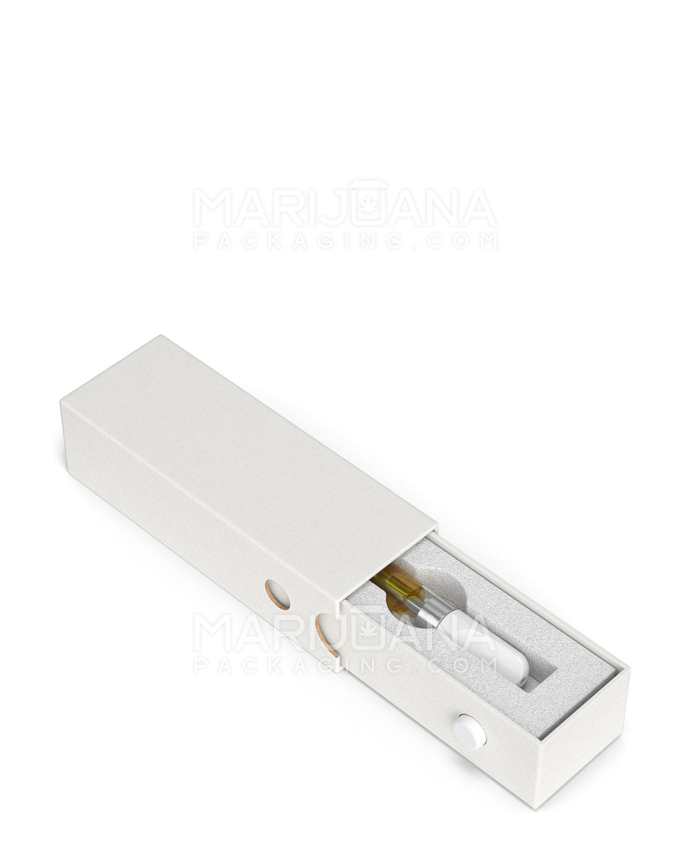 Child Resistant & Sustainable Recyclable Cardboard Vape Cartridge Box w/ Button & Foam Insert | 100mm - White | Sample - 2