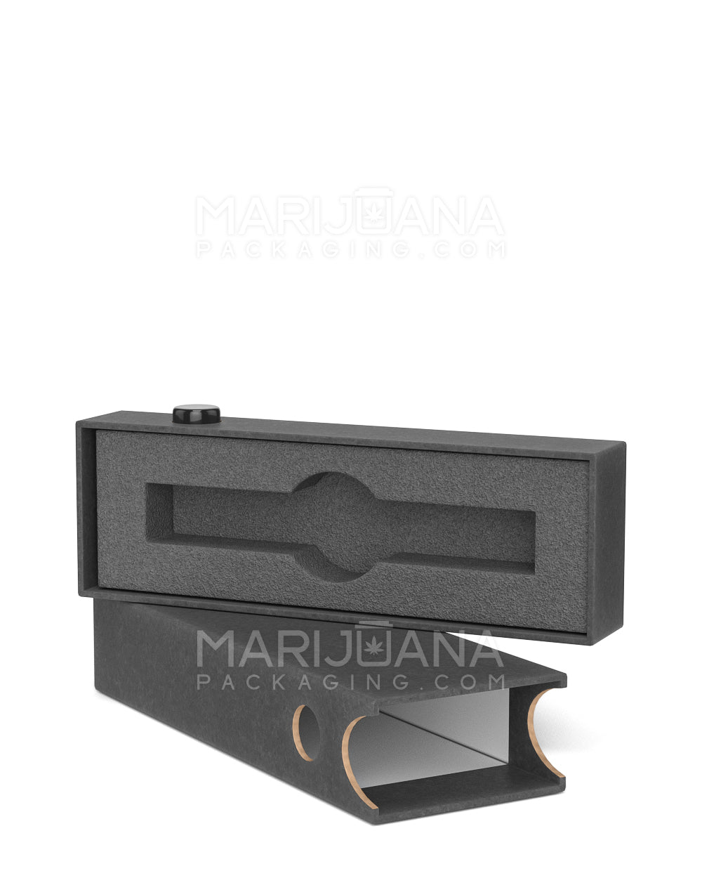 Child Resistant & Sustainable | 100% Recyclable Slim Cardboard Vape Cartridge Box w/ Press Button & Foam Insert | 100mm - Black - 100 Count